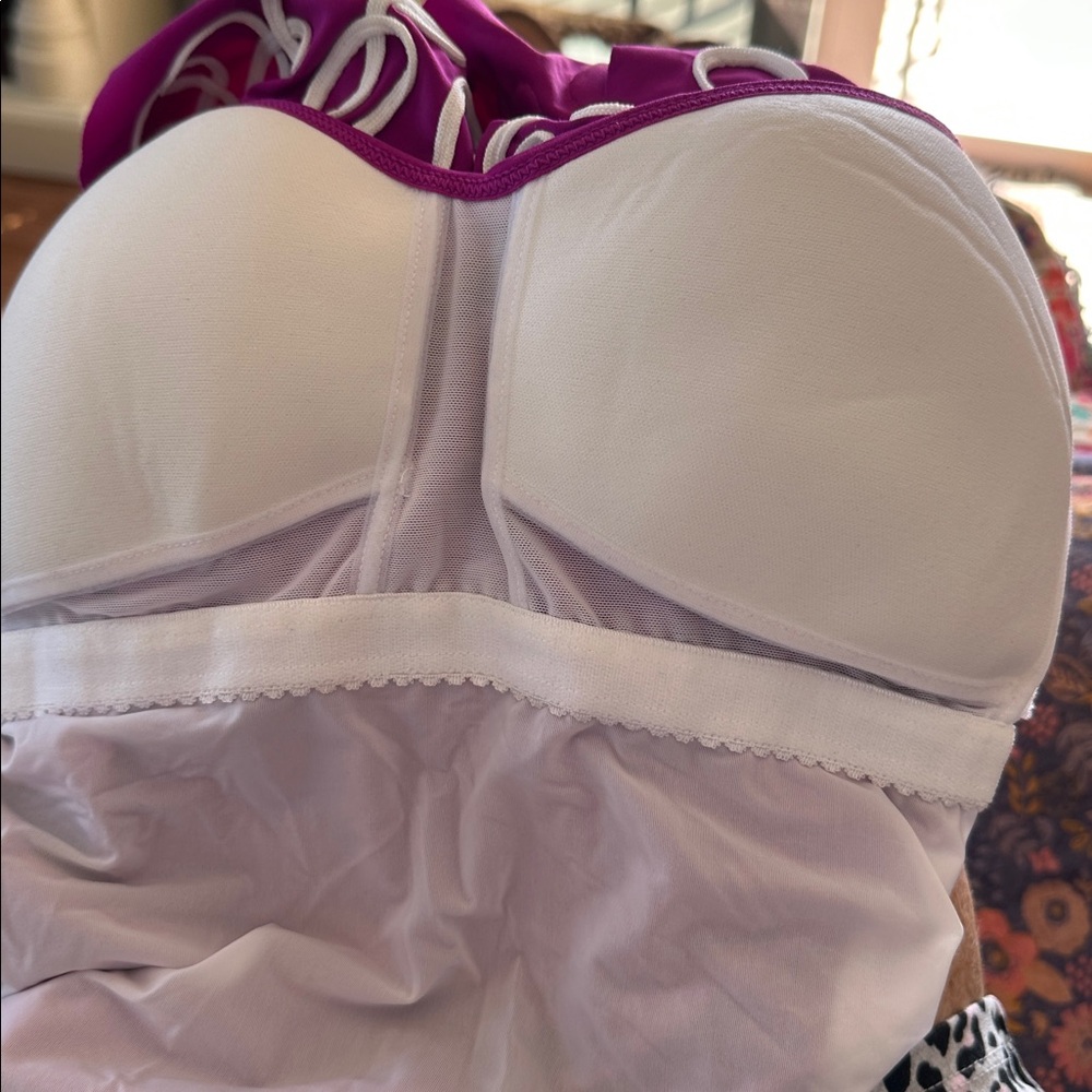 PROFILE BY GOTTTEX Magenta Ruffle-Trim TANKINI TOP - Picture 9 of 9
